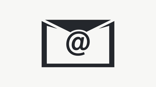 Simple Black and White Email Icon for Communication and Messaging.