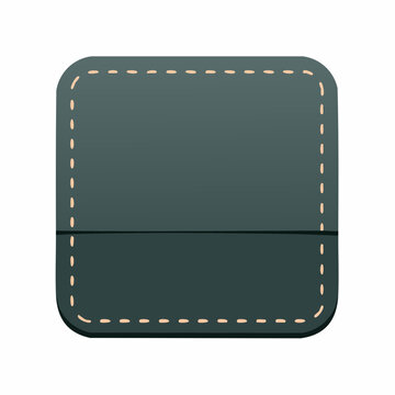 Square Leather Pouch Icon with Stitched Edges