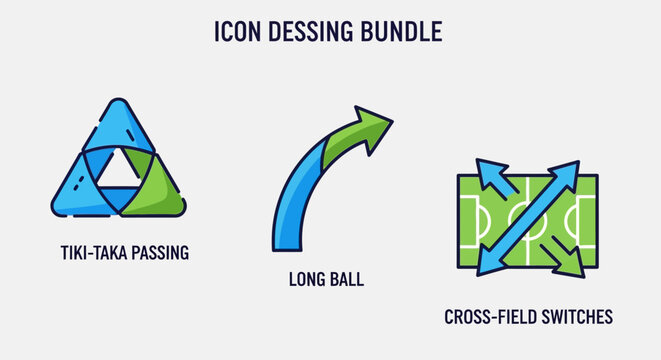 Soccer Tactics Icon Set Design.