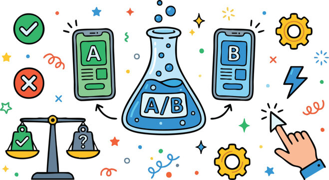 AB Testing Concept Vector Illustration for Marketing and Web Design