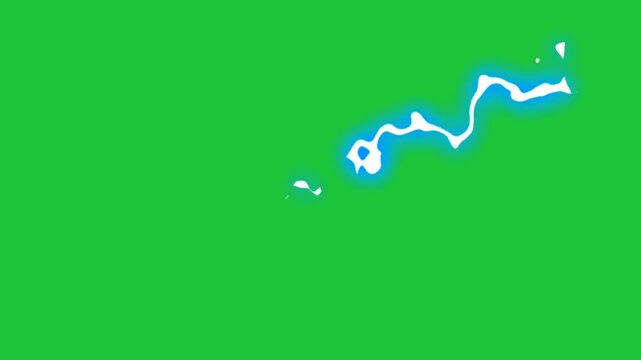 Animated white electric lightning bolt glowing motion graphic isolated on green screen for video game effect element