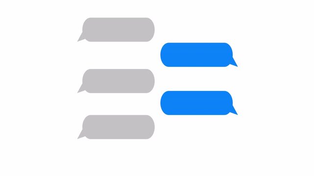 Animated Chat Conversation with Blue and Gray Message Bubbles, Sending and Receiving Text Messages, Modern Messaging App Interface UI for Mobile Communication and Online Chat Video
