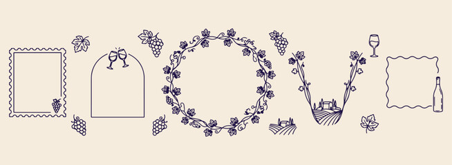 berry harvest wreath, floral garden decor, organic nature plant, fresh leaves decoration, decorative foliage circle, minimal line art, vector background design berry, harvest, wreath, floral, garden,  © Geetaroy