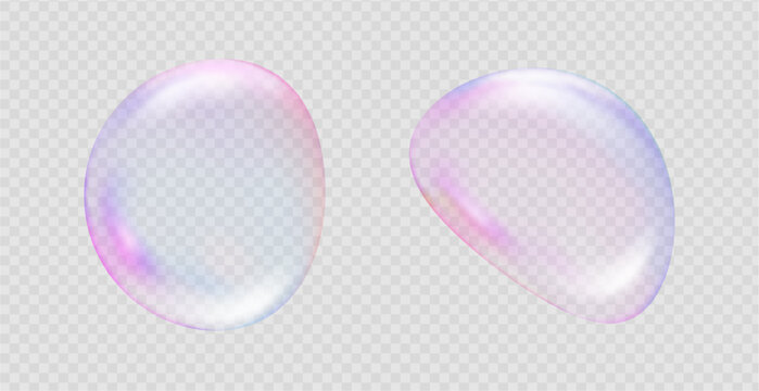 Bubble elements set. Vector isolated soap orbs with gradient, glow and reflection. Airy fluid abstract compositions collection. Cosmetic promotion, spa banner or clean beauty presentation