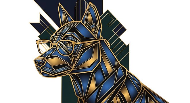 Stylized chinese zodiac dog with glasses