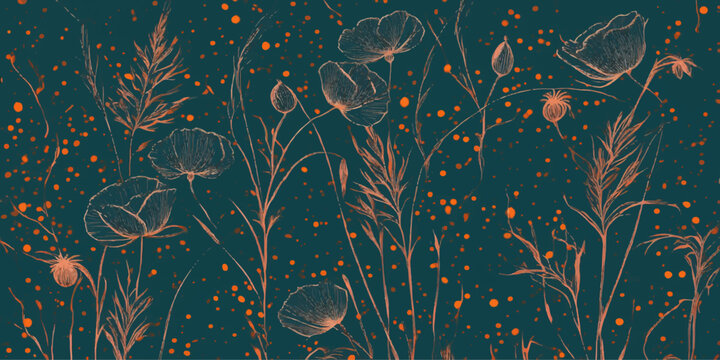 Abstract floral underwater background with flowers and leaves in blue green ocean style vector illustration pattern bright light texture wallpaper design decoration