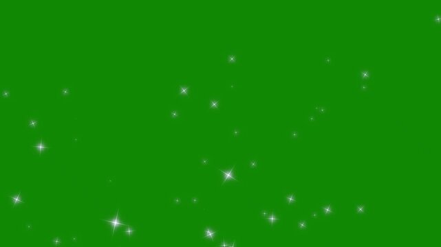 White sparkle particles explosion transition animation with glowing stars burst effect on down side, magic glitter sparkle, seamless cinematic overlay on green background in 4K