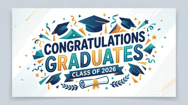 Congratulations graduates class of 2026 with graduation caps