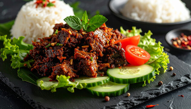 Asian cuisine dish with rice