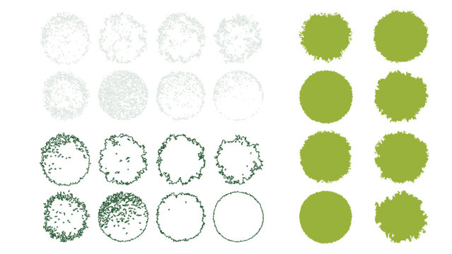 Set of top view tree vector icons for landscape design architectural plan and cad drawings.