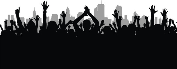Fototapeta premium City Crowd Silhouette Banner Vector Illustration for Festival Design