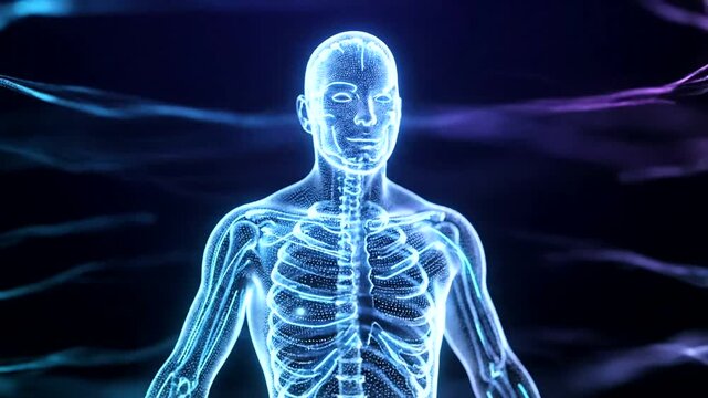 Glowing Human Skeleton Body Scan.