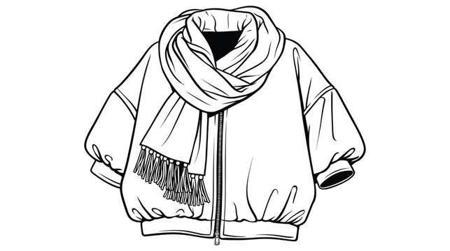 Winter jacket and scarf fashion design with clothing accessory neckwear