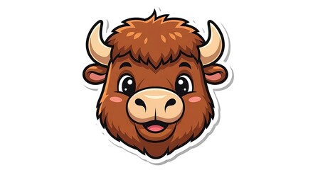Fototapeta premium Cartoon illustration of a happy ox head