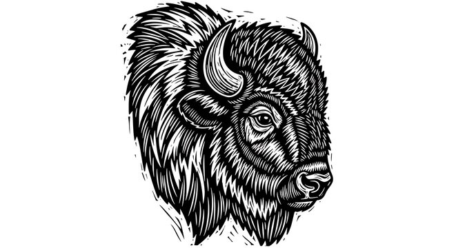 Bison head illustration