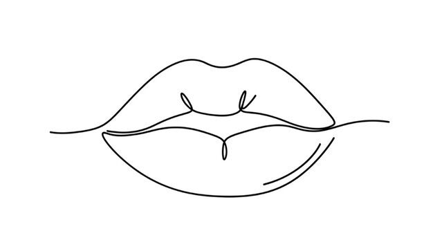 A 2D CAD Vector illustration of a smiling lips line art