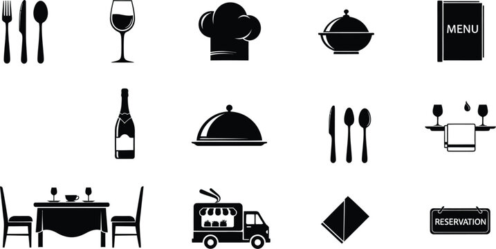 Restaurant Service Icon Collection Vector Illustration for Hospitality Design