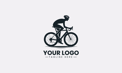 Fototapeta premium Road cyclist silhouette minimalist black vector logo