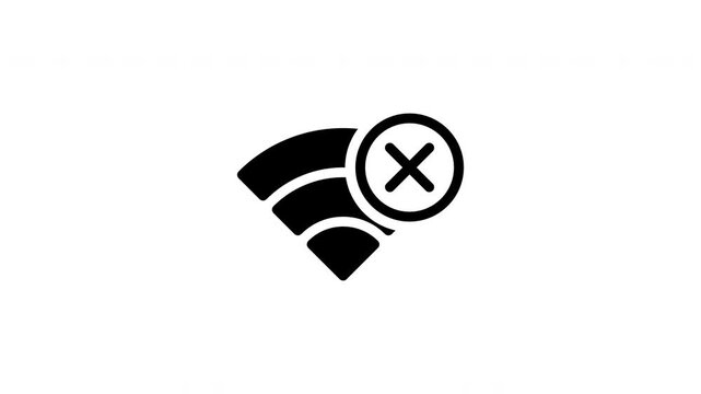 Wireless Connection Lost Icon Animation. 4k video Alpha Channel