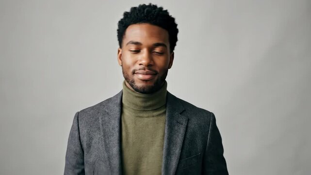 Young man in a studio portrait, modern menswear, confidence and clean editorial style concept for fashion branding, social campaigns and personal storytelling, sharp expression and minimal backdrop