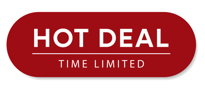 Modern hot deal label with time limited offer concept. Vector promotional sticker, retail label and discount badge, transparent background, for ecommerce marketing and seasonal sales campaigns.
