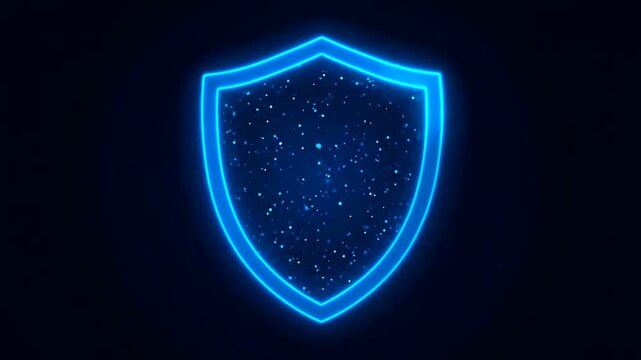 Neon blue shield with white dots.
