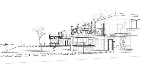 Fototapeta premium modern house with console 3d illustration