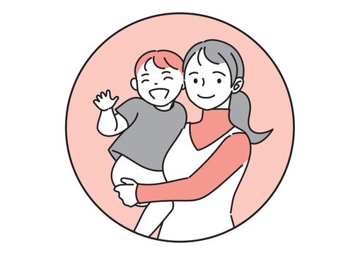 幼児を抱えた女性