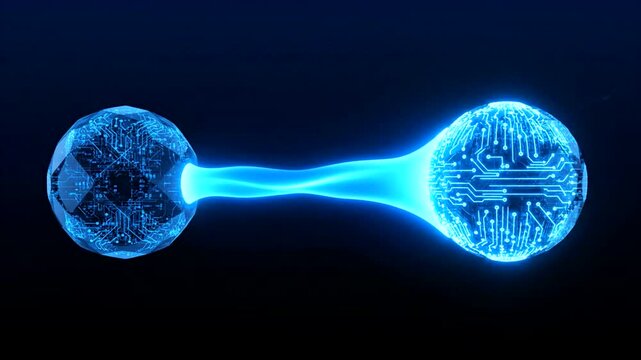 Neuron cell connection blue light.