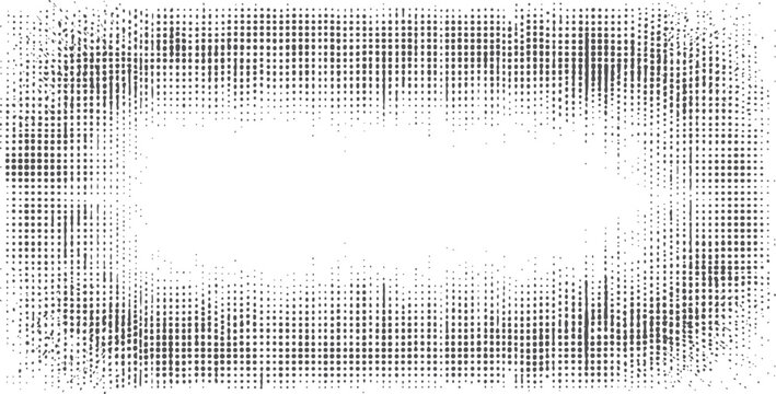 Black grunge halftone dot rectangular frame