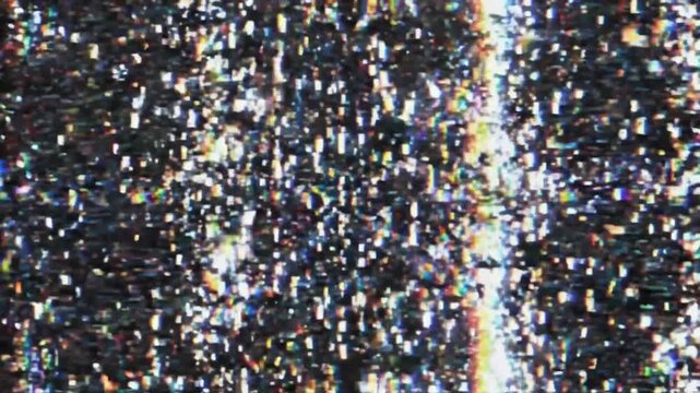 High energy digital glitch effect with moving pixel artifacts and electronic static interference, corrupted RGB visuals and futuristic data noise animation.