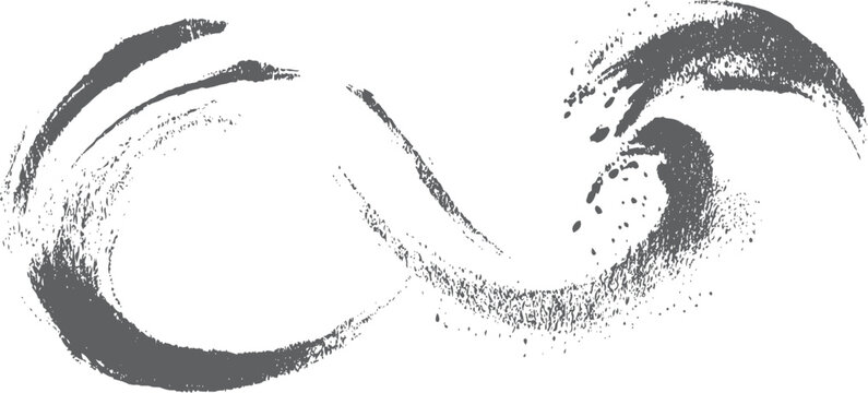 Black dry brush stroke infinity symbol wave.