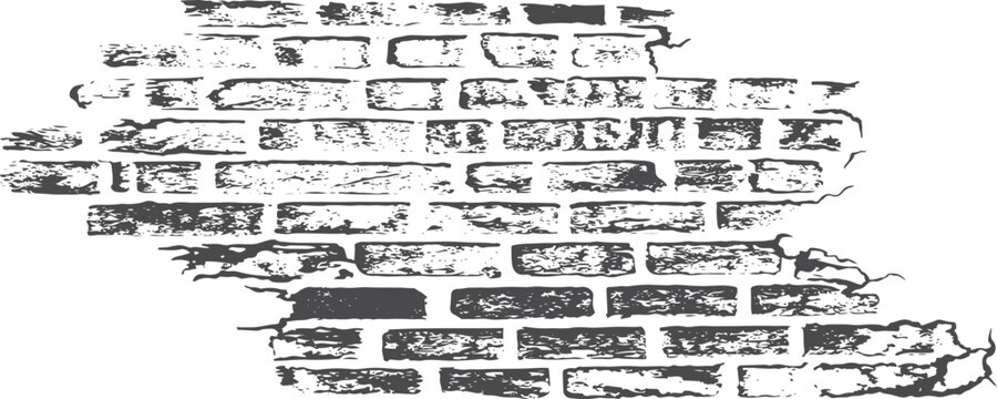Distressed black brick wall stencil texture