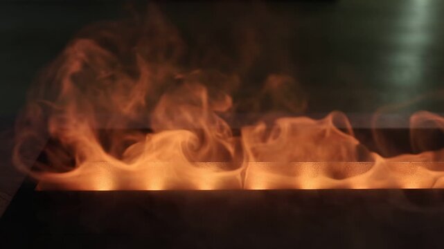 Tranquil scene featuring gentle ember glow and swirling mist atmosphere