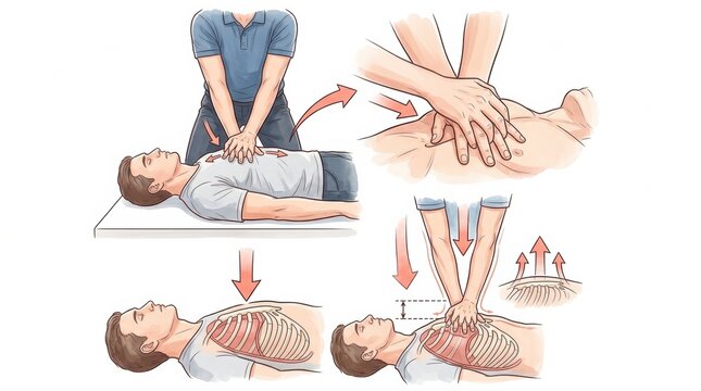 Demonstration of chest compressions techniques used in adult first aid during a workplace emergency response scenario
