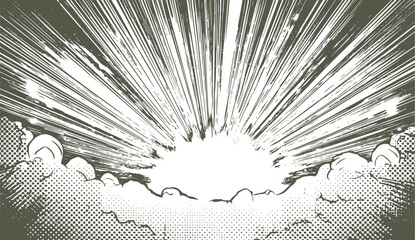 Comic book style sunburst cloud explosion background © miht3325