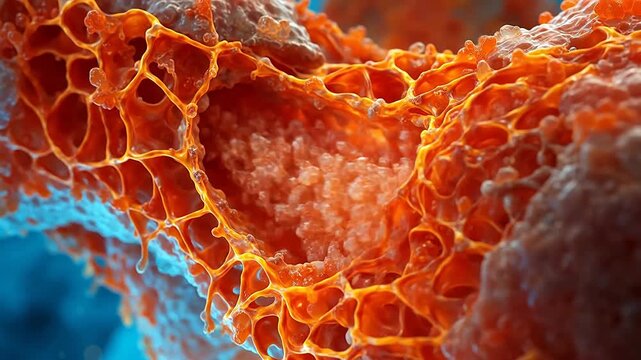 Closeup of orange liquid structure