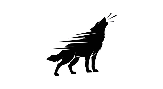 Silhouette wolf howling isolated design