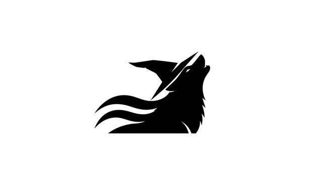 Silhouette wolf howling under a hat