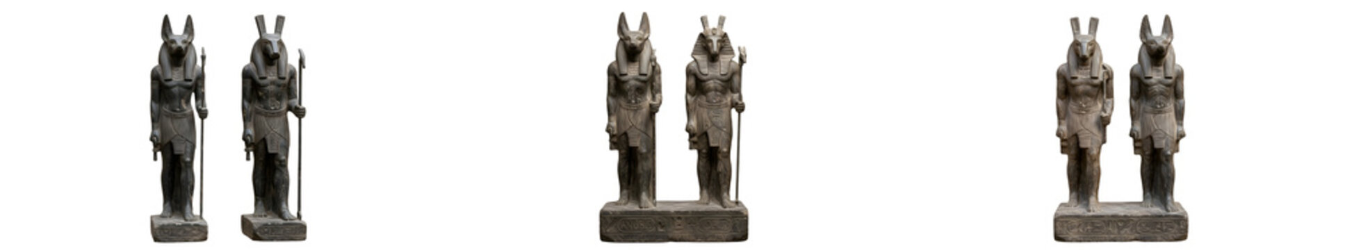 set of (  Egyptian deity figurines) isolated on withe background photo PNG high quality''