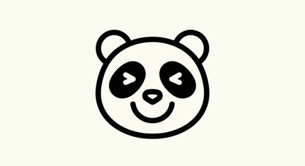 Smiling panda icon on white background © BudiSantoso