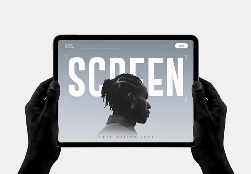 Hand Holding Digital Tablet Screen Mockup
