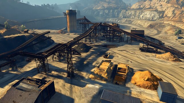 Surface mine with gold ore processing equipment