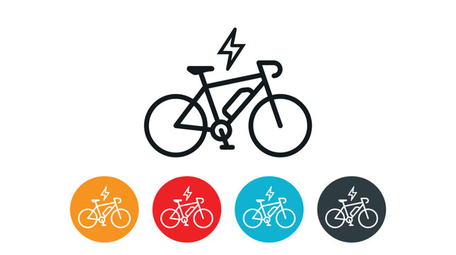 Minimalist electric bicycle icon set featuring bold line work for modern sustainable transportation design concepts today