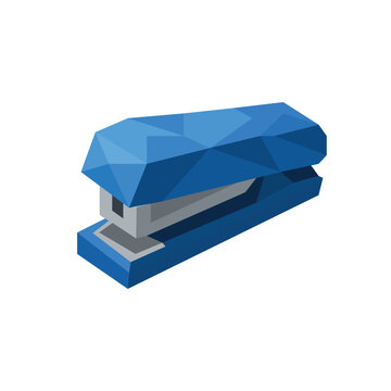 Geometric stapler in low poly style. Minimalist office and school stationery vector for workplace and education design