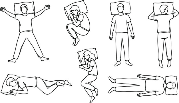 Sleeping Positions Vector Icon Set with People Characters in Diverse Postures