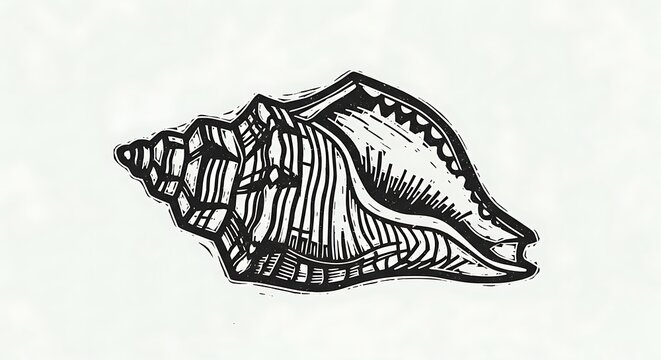 Black and white conch shell illustration