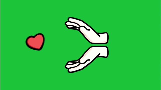 Caring hands protecting red heart on green screen background symbolizing love support kindness and compassion animation