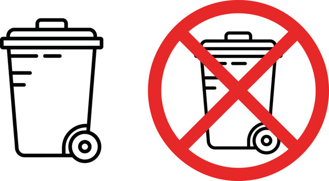No trash allowed sign icon with trash can illustration