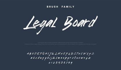Obraz premium Brush Family Legal Board Script Font with Uppercase Lowercase and Numbers